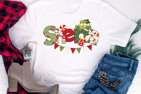 Christmas Doodle Letters PNG, Vintage Christmas Alpha Bundle Sublimation Crafty Mama Studios 