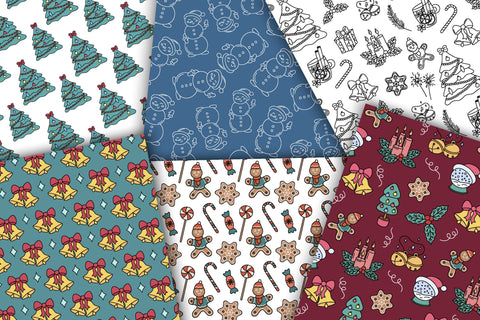 Christmas Doodles Digital Paper | JPG Patterns Digital Pattern AnnaViolet_store 