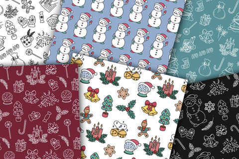 Christmas Doodles Digital Paper | JPG Patterns Digital Pattern AnnaViolet_store 