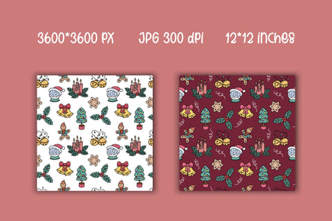 Christmas Doodles Digital Paper | JPG Patterns Digital Pattern AnnaViolet_store 