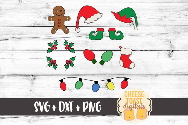 Christmas Doodles -Gingerbread Man - Elf Hat - Elf Shoes - Stocking - Christmas Lights SVG Cheese Toast Digitals 