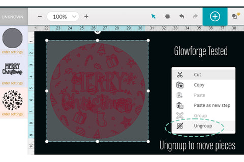 Christmas Doodles Laser Cut round sign file| Glowforge SVG Brushed Rose 