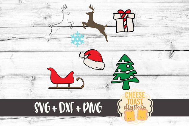 Christmas Doodles - Santa Hat - Sled - Christmas Tree - Snowflake - Present - Reindeer SVG Cheese Toast Digitals 