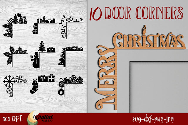 Christmas Door Corners Bundle Laser Cut. Wooden Decorations SVG. SVG Evgenyia Guschina 