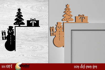 Christmas Door Corners Laser Cut. 3D Christmas Decor SVG. SVG Evgenyia Guschina 