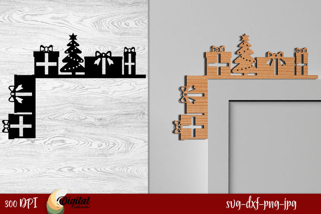 Christmas Door Corners Laser Cut. 3D Christmas Decor SVG. SVG Evgenyia Guschina 