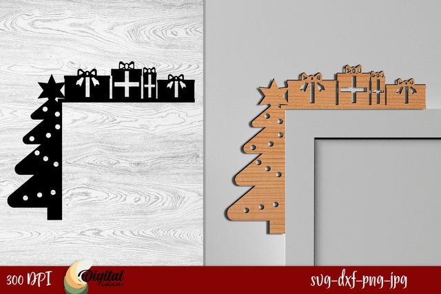 Christmas Door Corners Laser Cut. Wooden Decorations SVG. SVG Evgenyia Guschina 