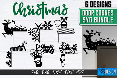 Christmas Door Corners SVG | Christmas Design SVG | Xmas SVG Fly Design 
