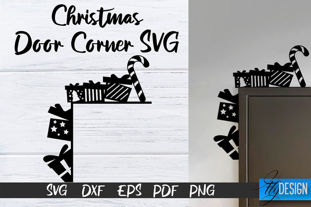Christmas Door Corners SVG | Christmas Design SVG | Xmas SVG Fly Design 