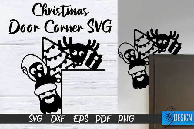 Christmas Door Corners SVG | Christmas Design SVG | Xmas SVG Fly Design 