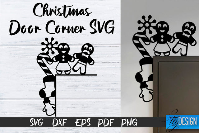 Christmas Door Corners SVG | Christmas Design SVG | Xmas SVG Fly Design 