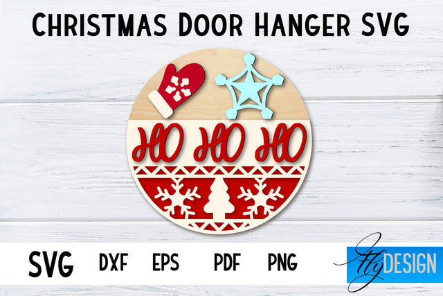 Christmas Door Hanger Circle SVG | Winter Design | Funny SVG Fly Design 