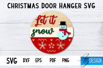 Christmas Door Hanger Circle SVG | Winter Design | Funny SVG Fly Design 