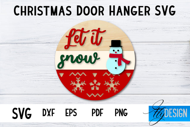 Christmas Door Hanger Circle SVG | Winter Design | Funny SVG Fly Design 