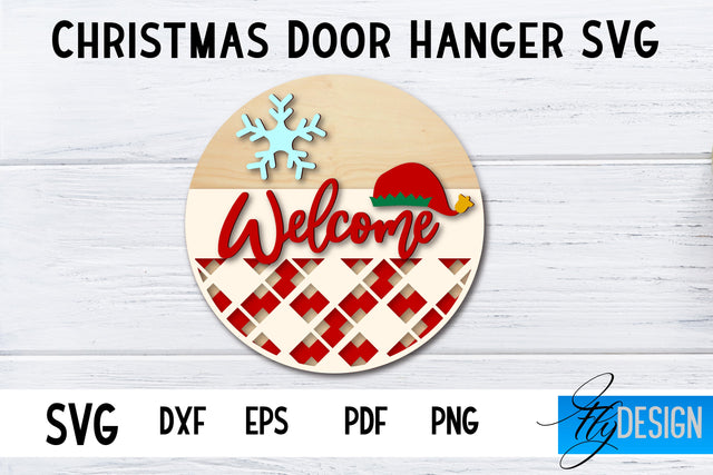 Christmas Door Hanger Circle SVG | Winter Design | Funny SVG Fly Design 