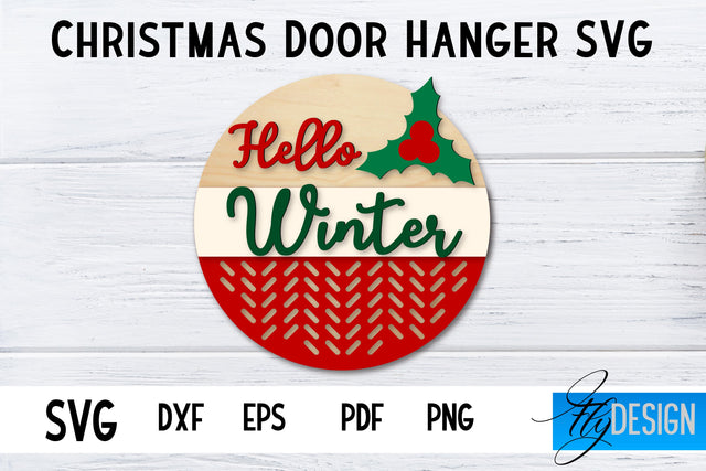 Christmas Door Hanger Circle SVG | Winter Design | Funny SVG Fly Design 