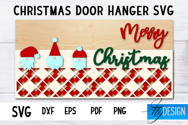 Christmas Door Hanger Rectangle SVG | Winter Design | Funny Xmas SVG Fly Design 