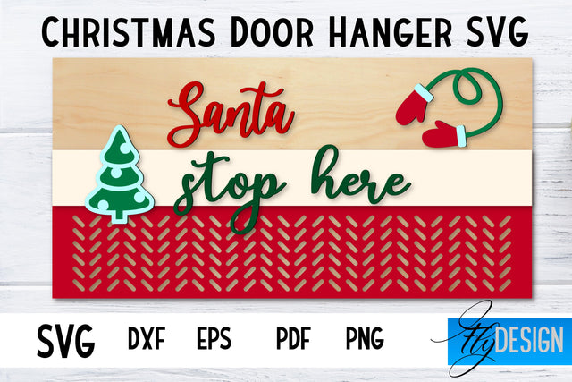 Christmas Door Hanger Rectangle SVG | Winter Design | Funny Xmas SVG Fly Design 