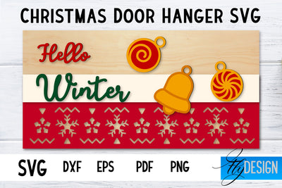 Christmas Door Hanger Rectangle SVG | Winter Design | Funny Xmas SVG Fly Design 