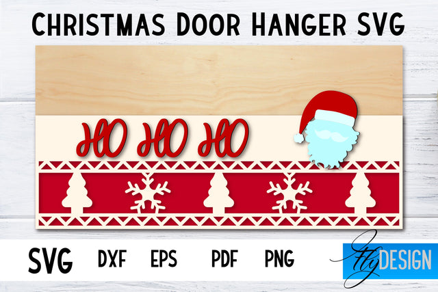 Christmas Door Hanger Rectangle SVG | Winter Design | Funny Xmas SVG Fly Design 