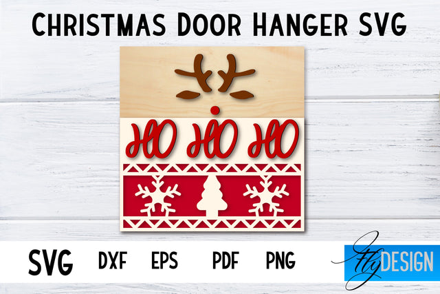 Christmas Door Hanger Square SVG | Winter Design | Funny Xmas SVG Fly Design 