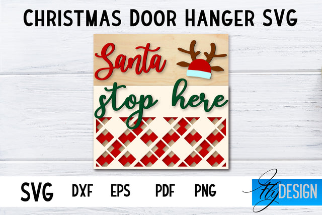 Christmas Door Hanger Square SVG | Winter Design | Funny Xmas SVG Fly Design 
