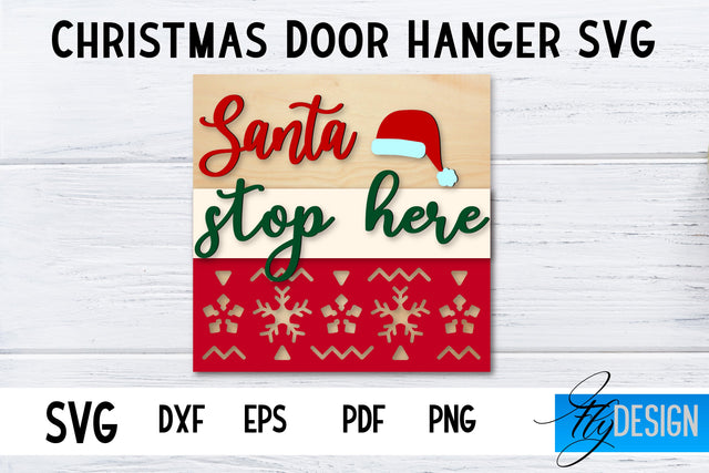 Christmas Door Hanger Square SVG | Winter Design | Funny Xmas SVG Fly Design 
