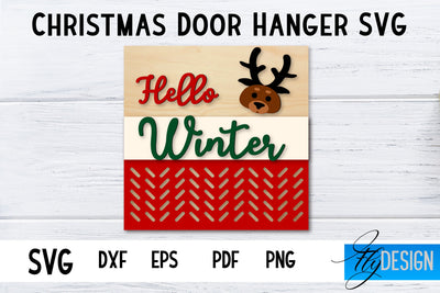Christmas Door Hanger Square SVG | Winter Design | Funny Xmas SVG Fly Design 