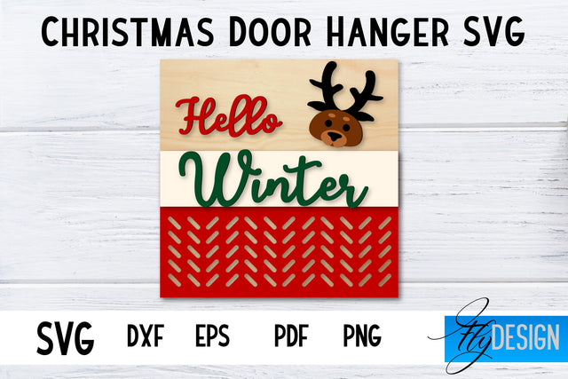 Christmas Door Hanger Square SVG | Winter Design | Funny Xmas SVG Fly Design 