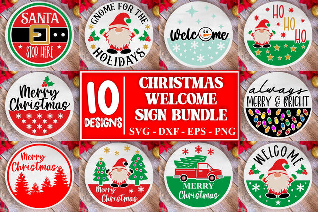 Christmas Door Hanger SVG Bundle Door Hanger Bundle Christmas SVG Bundle Gnome Svg Bundle Christmas Welcome Sign Svg Bundle Santa Stop Here SVG Whistlepig Designs 