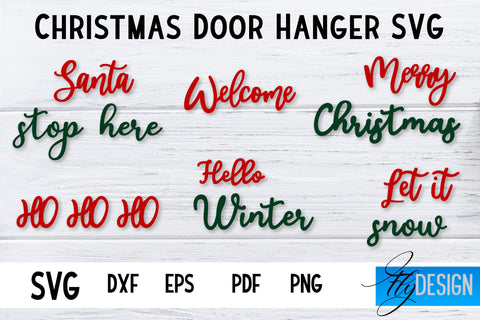 Christmas Door Hanger SVG | Winter Design | Funny Xmas SVG Fly Design 