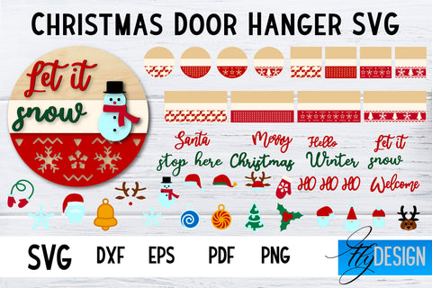 Christmas Door Hanger SVG | Winter Design | Funny Xmas SVG Fly Design 