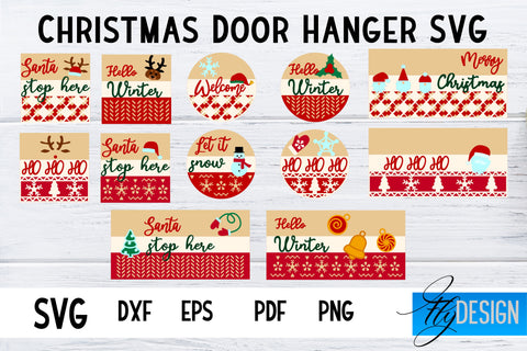 Christmas Door Hanger SVG | Winter Design | Funny Xmas SVG Fly Design 