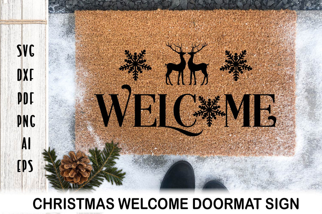 Christmas Door mat. Christmas Door Sign SVG. Farmhouse Sign. - So Fontsy