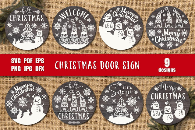 Christmas door sign | Christmas svg round sign bundle SVG Olga Boat Design 