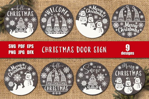 Christmas door sign | Christmas svg round sign bundle SVG Olga Boat Design 