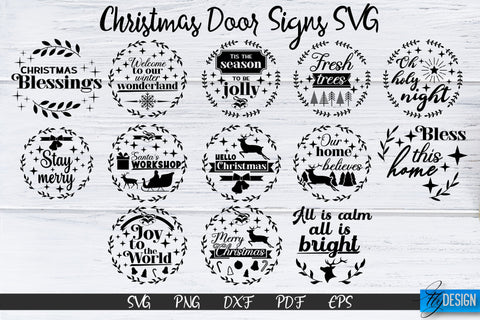 Christmas Door Signs SVG. Christmas SVG. Circle Door Signs. SVG Fly Design 