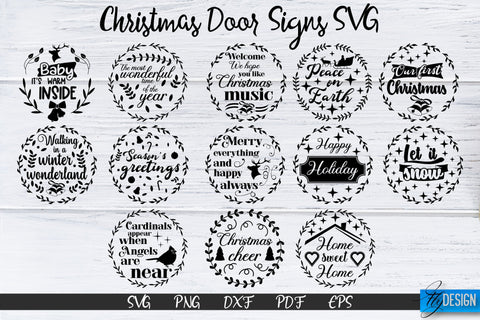 Christmas Door Signs SVG. Christmas SVG. Circle Door Signs. SVG Fly Design 