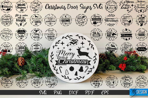 Christmas Door Signs SVG. Christmas SVG. Circle Door Signs. SVG Fly Design 