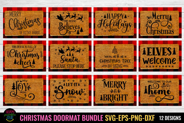 Christmas Doormat SVG Bundle I Christmas Welcome Sign SVG SVG Happy Printables Club 