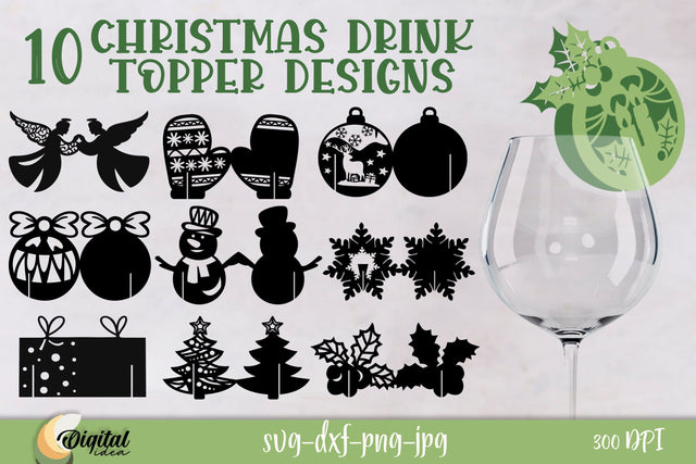 Christmas Drink Topper Paper Cut. Christmas Ornament Bundle SVG Evgenyia Guschina 