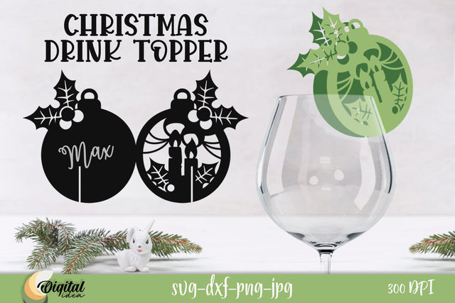 Christmas Drink Topper SVG. Christmas Paper Cut Decor SVG. 3D Paper Evgenyia Guschina 