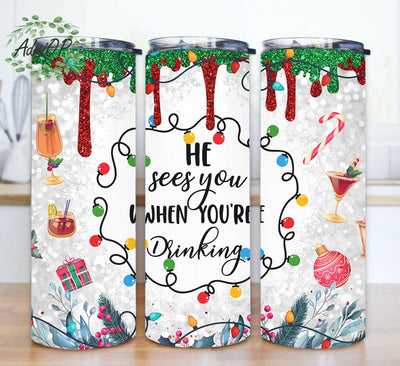 Christmas Drinking 20oz Tumbler Template, He Sees You When're Your Drinking Tumbler Png, Christmas Light Tumbler Wrap, Merry Christmas Tumbler Design, Instant Download Sublimation AdriOP 