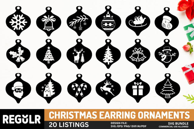 Christmas Earring Ornaments SVG Bundle SVG Regulrcrative 