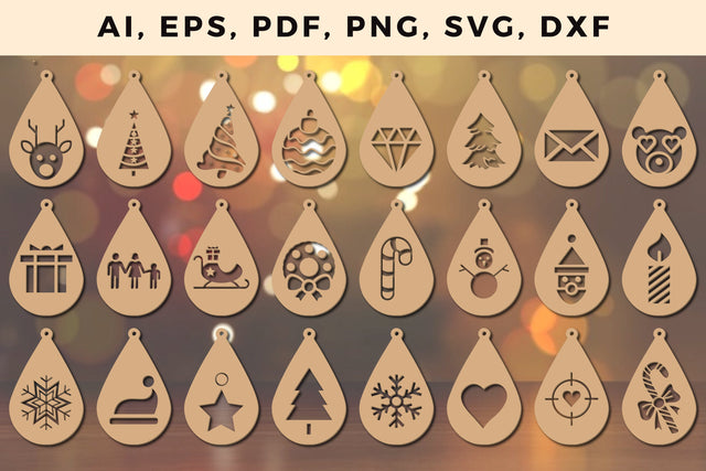 Christmas Earring Template Bundle, Multilayer Laser Cut Files, SVG, 3D Designs, Mini Design Bundles SVG MD JOYNAL ABDIN 