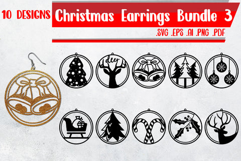 Christmas Earrings Bundle 3 - Svg Eps Ai Png Pdf SVG zafrans studio 