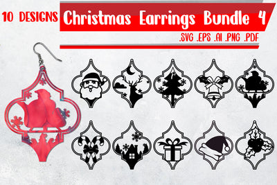 Christmas Earrings Bundle 4 - Svg Eps Ai Png Pdf SVG zafrans studio 
