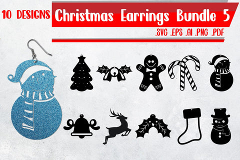 Christmas Earrings Bundle 5 - Svg Eps Ai Png Pdf SVG zafrans studio 