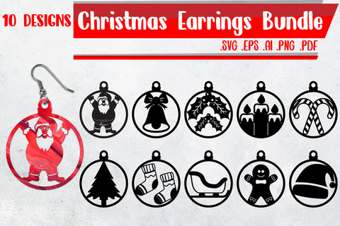 Christmas Earrings Bundle - Svg Eps Ai Png Pdf SVG zafrans studio 