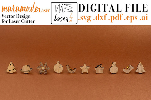 Christmas Earrings Digital Vector File for Laser Cutter. SVG MaramadeLaser 